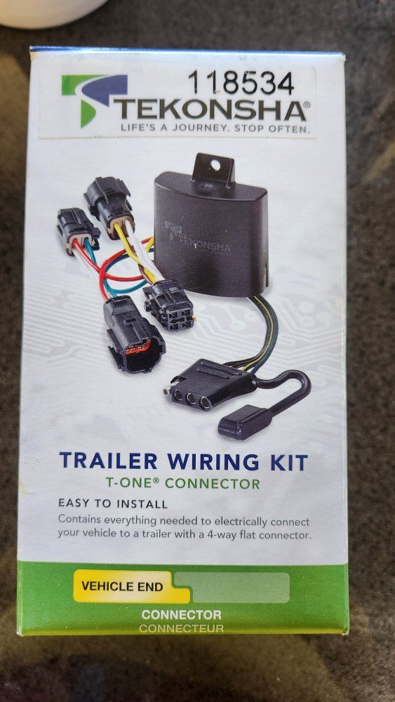 Tekonsha T-One Connector 118534 Trailer Wiring Kit for 4-Way Flat Connector - Easy Install