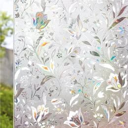 CottonColors 3D Rainbow Decorative Privacy Tulip Flower Pattern, Transparent