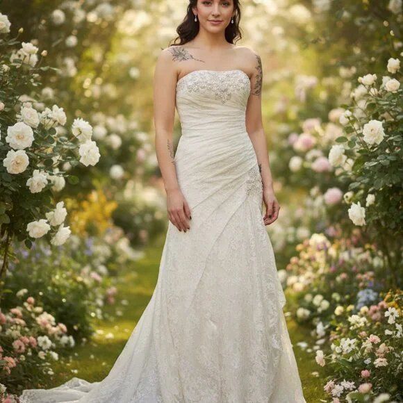 A-Line Lace Wedding Dress With Side Split