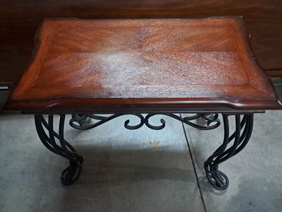 Wood & Metal Accent Table – Entryway / Bedside Table (24"H x 28"W x 16"D)