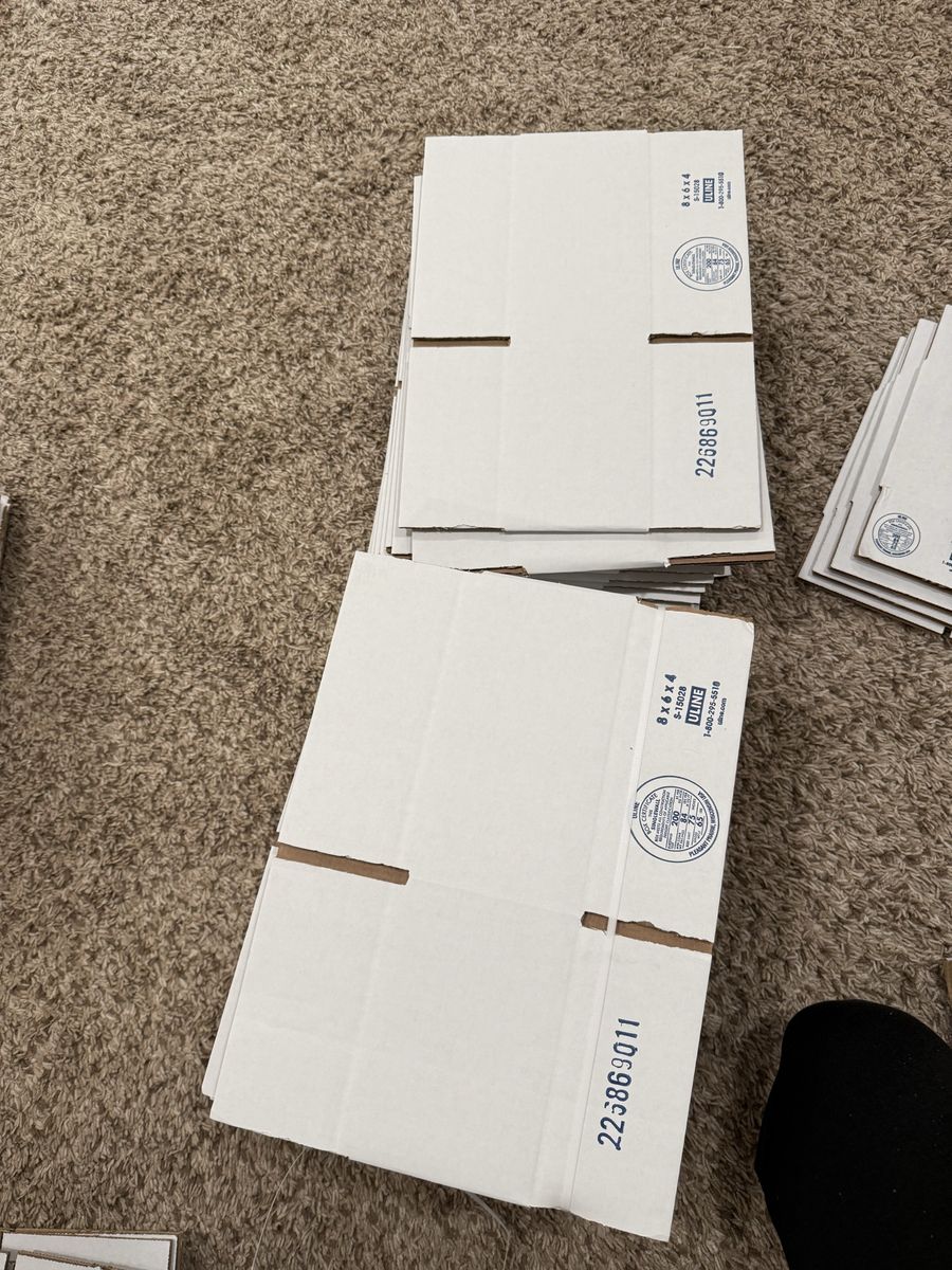 8x6x4 white Uline cardboard boxes