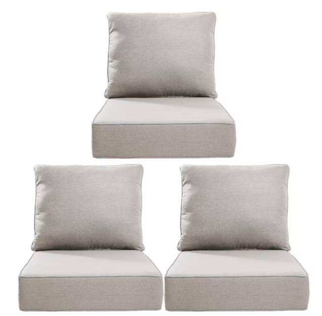 NEW 24 in. x 24 in. x 6" 6-Piece Deep Seating Water and Fade Resistant Outdoor Lounge Chair Replacement Cushion Set in Beige