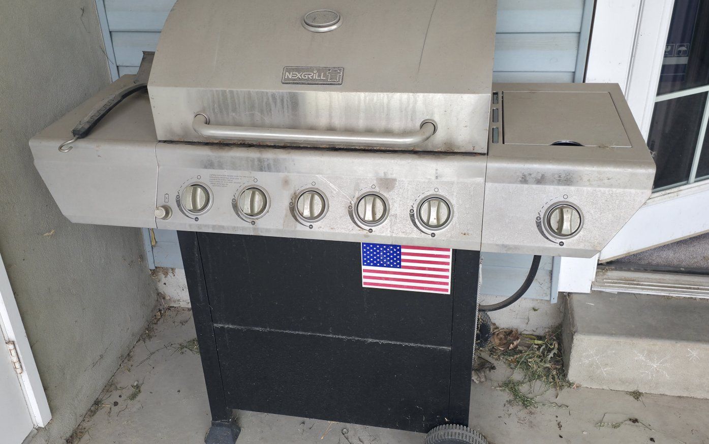 OBO-NexGrill 5-Burner Stainless Steel Propane Gas Grill with Side Burner & Wheels