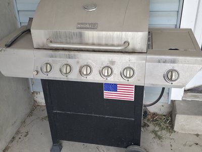 OBO-NexGrill 5-Burner Stainless Steel Propane Gas Grill with Side Burner & Wheels