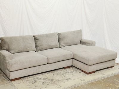 ️FREE DELIVERY️ Ashley Furniture 2-Piece Chaise Sectional – Soft Gray Chenille (Like New)
