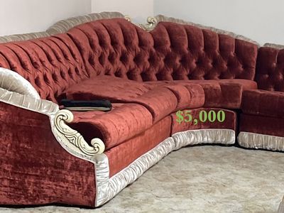 Vintage Red Velvet Sectional