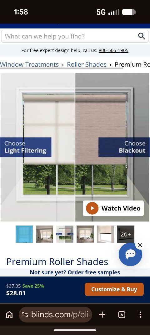 Blinds.com Premium Motorized Light Filtering Roller Shade - 66.125"W x 83.5"H, Fiji Sugar
