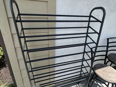 Black Metal Multi-Tier Shoe Rack - Large Capacity Storage