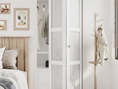 Ark Design White 3 Lite Closet Bi-Fold Doors 30x80 NEW