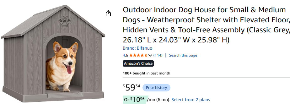 Indoor/Outdoor Resin Dog House for Small & Medium Dogs – Weatherproof & Easy Assembly