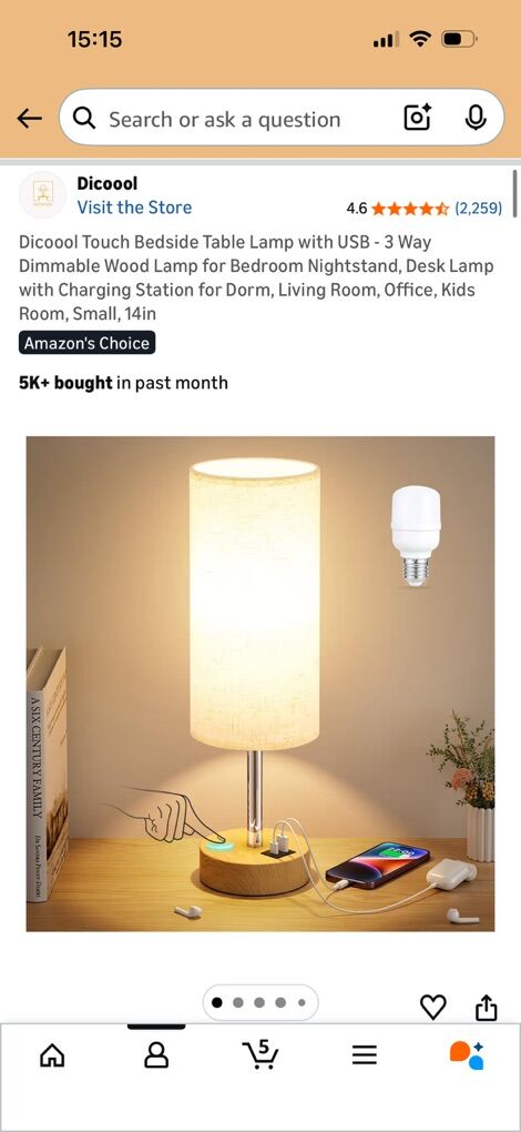 Small Touch Bedside Lamp