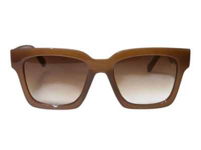 Frye Lisa Camel Oversized Square Sunglasses Brown Gradient