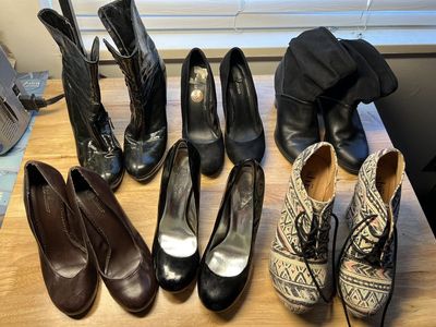 6 Pairs Heels Boots Shoes Womens ALL Size 8 Eight