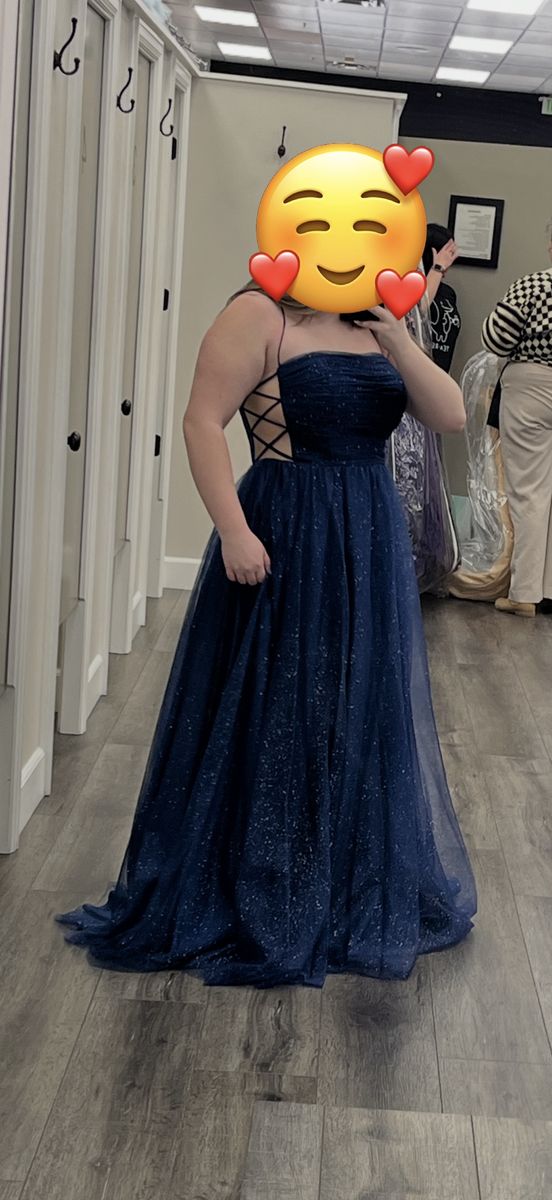 Navy Blue Glitter Prom Dress