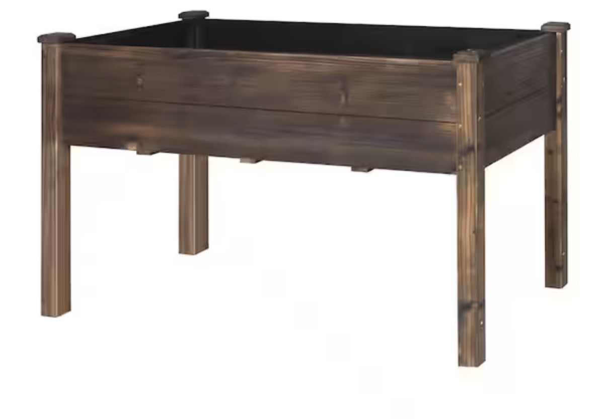 VEIKOUS 48 in. L x 24 in. W x 30 in. H Carbonized Cedar Raised Garden Bed with Liner
