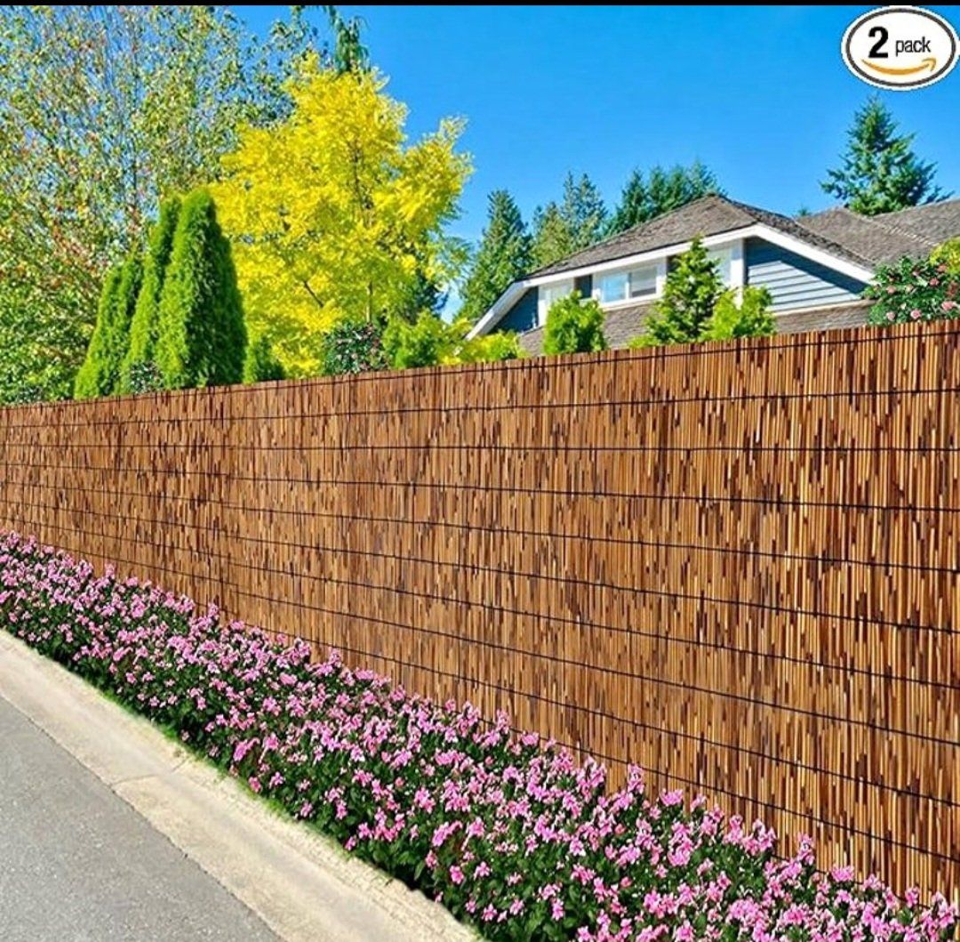 2 Pack Natural Bamboo Reed Fence,6FT X 16.4FT Reed Fencing Bamboo Fencing 6FT High Outdoor Privacy Reed Screening for Garden,Bal