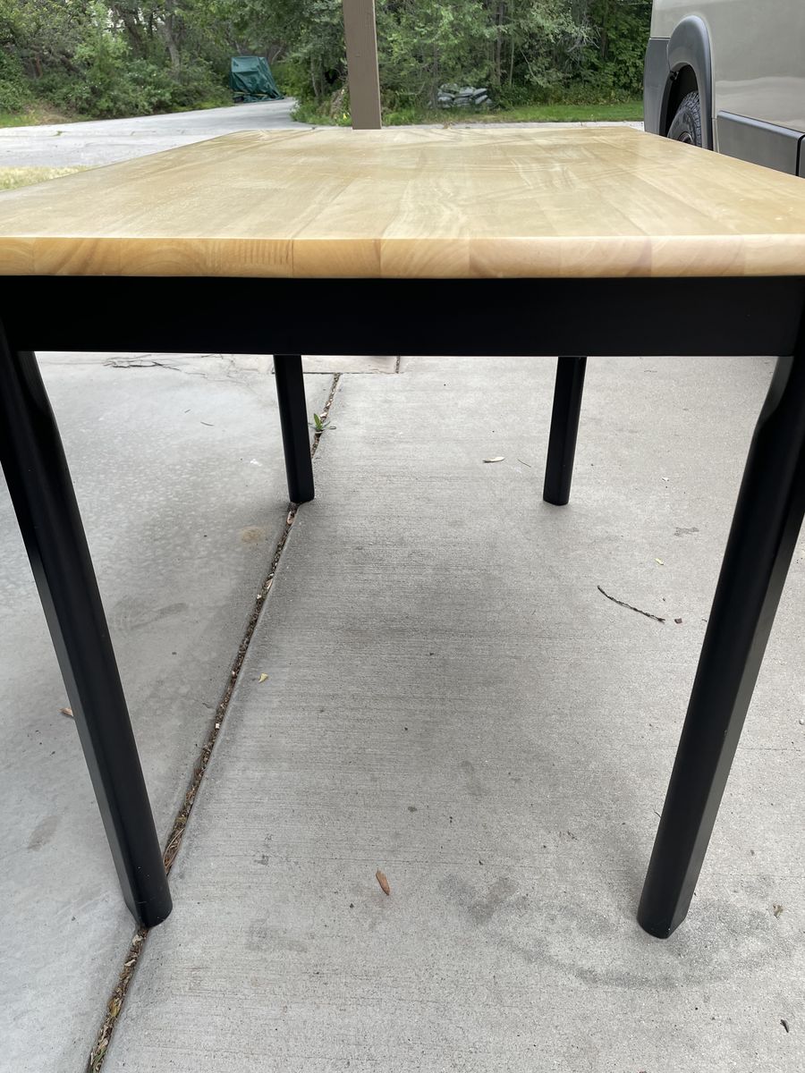 Wooden Table with Black Legs