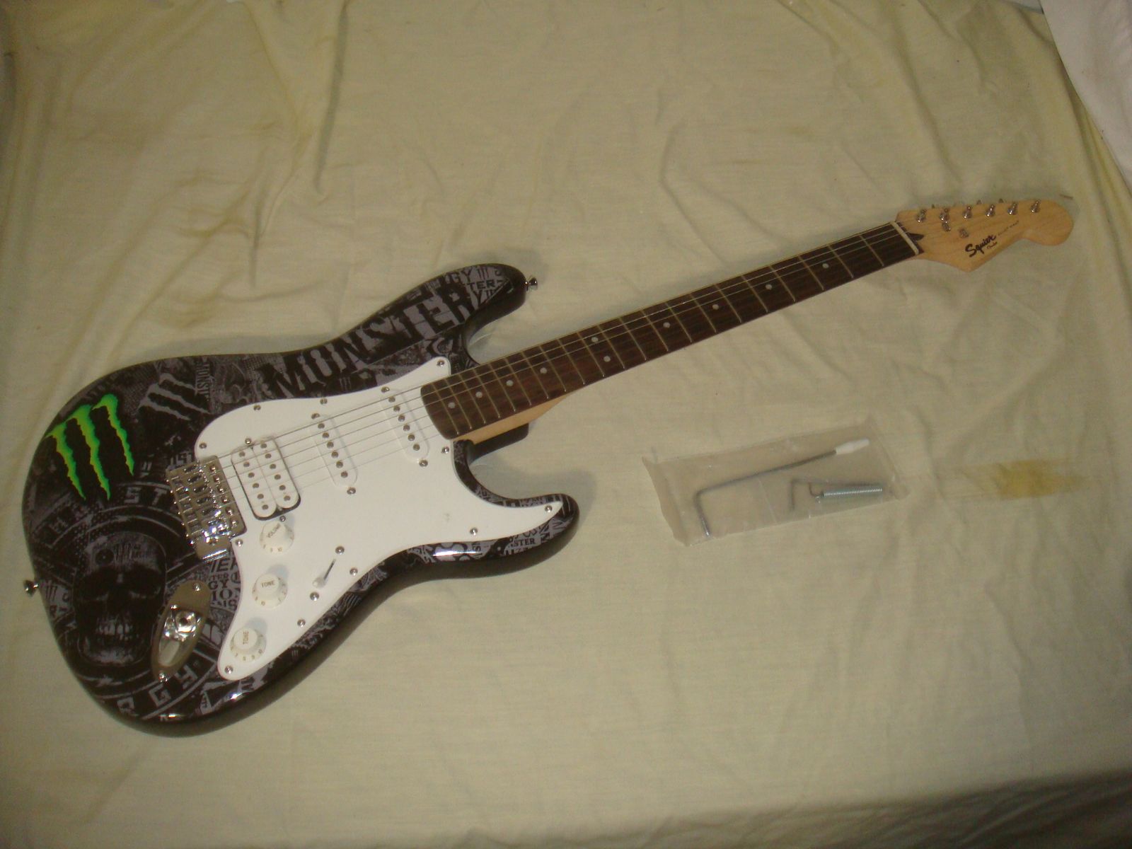 SQUIER BY FENDER BULLET STRAT MONSTER ENERGY ELECTRIC GUITATR WITH TREMOLO