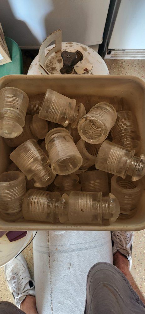 Vintage Clear Glass Insulators - Lot of 33 Electrical Telegraph Farmhouse Decor