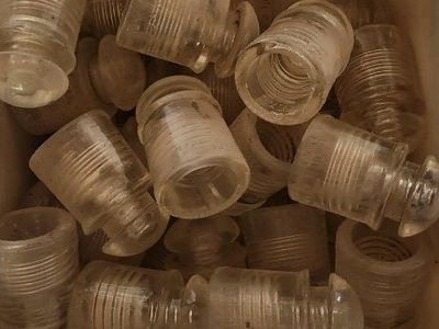 Vintage Clear Glass Insulators - Lot of 33 Electrical Telegraph Farmhouse Decor