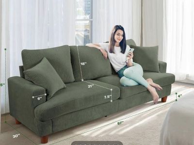 Brand New Green Corduroy Couch