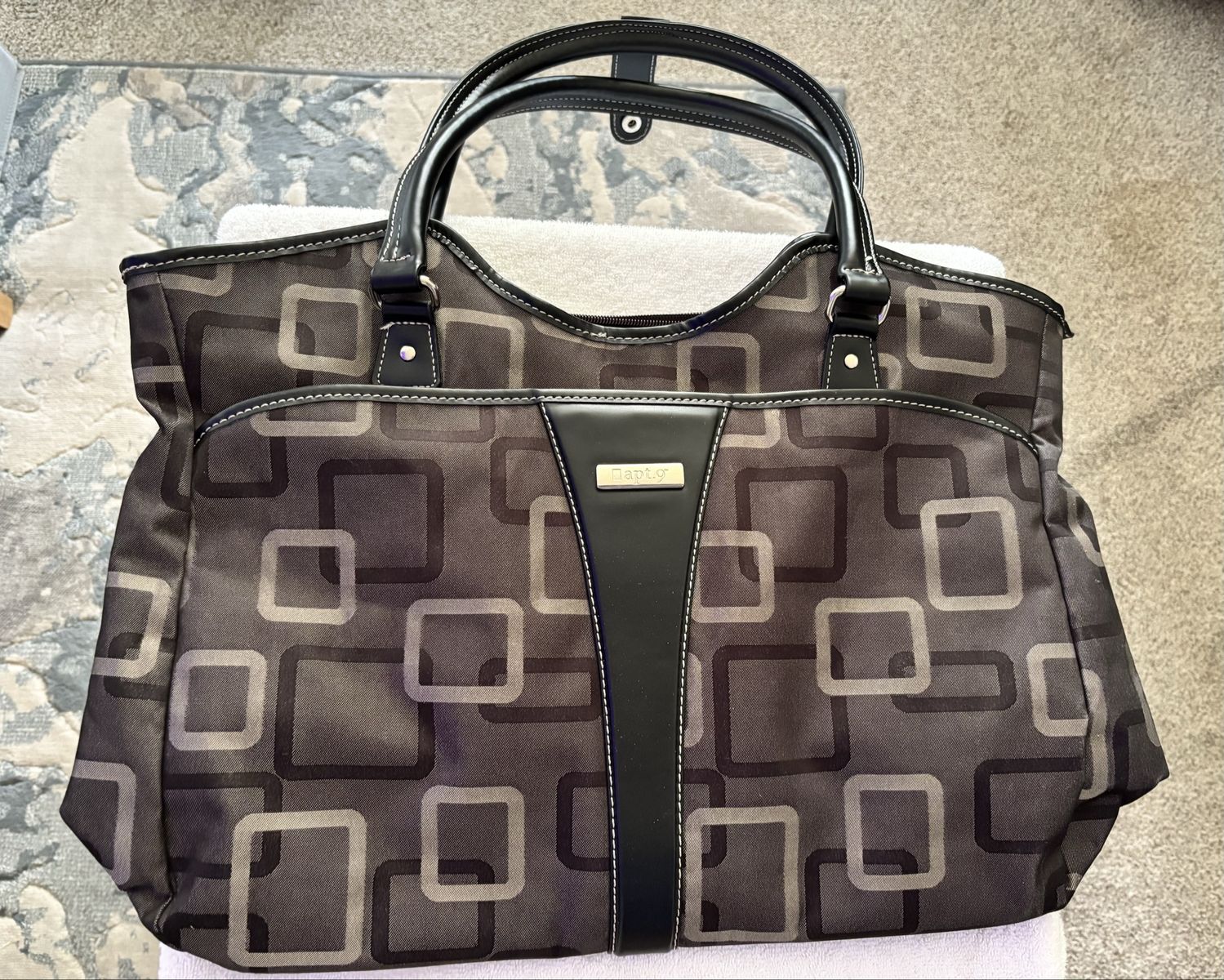 Apt. 9 Brown Geometric Square Pattern Tote Bag Shoulder Purse