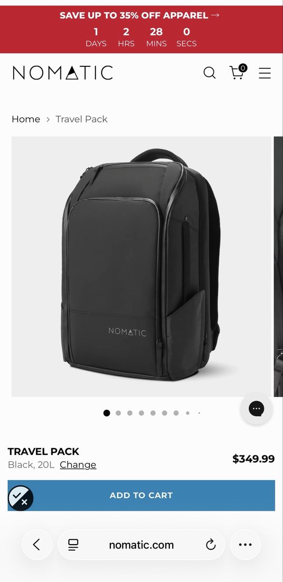 Nomatic Travel Pack 20L Backpack