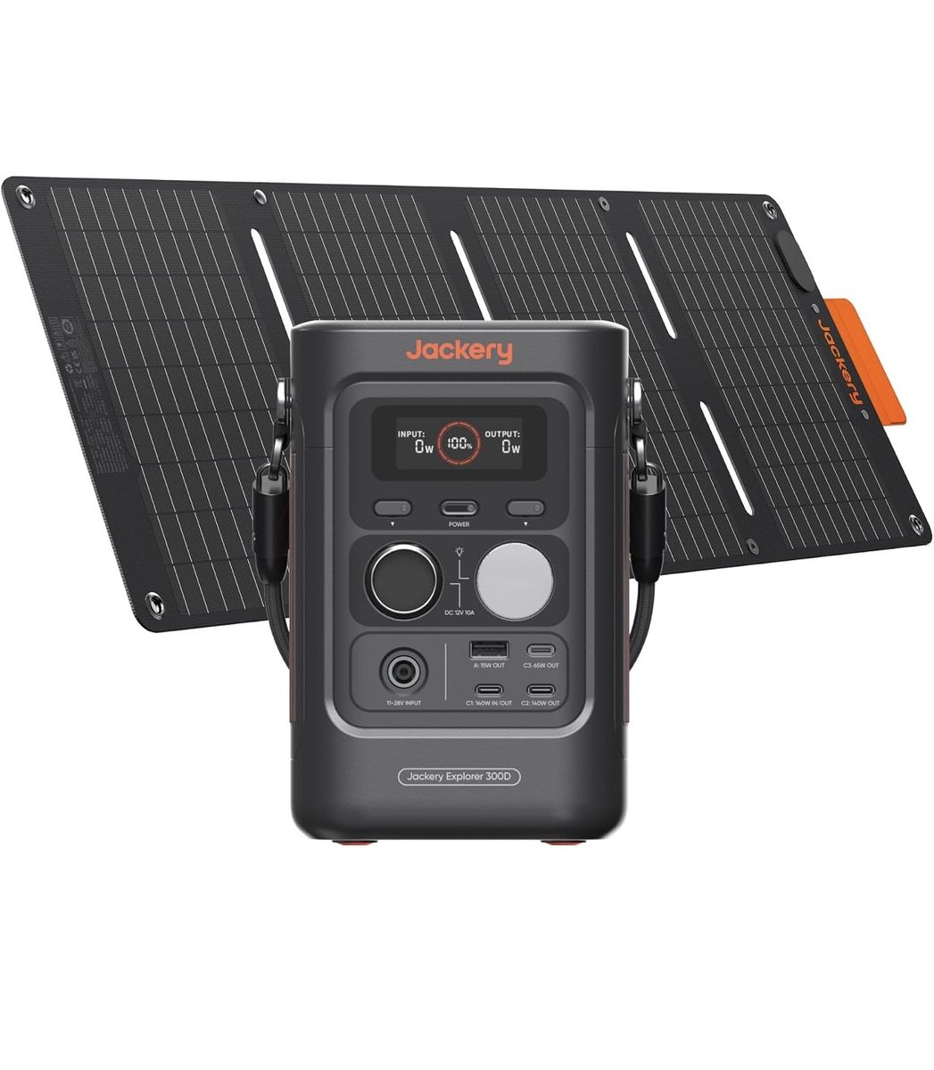 Jackery 300D Portable Power Station with 40W Solar Panel - Outdoor/Camping/Emergency Power