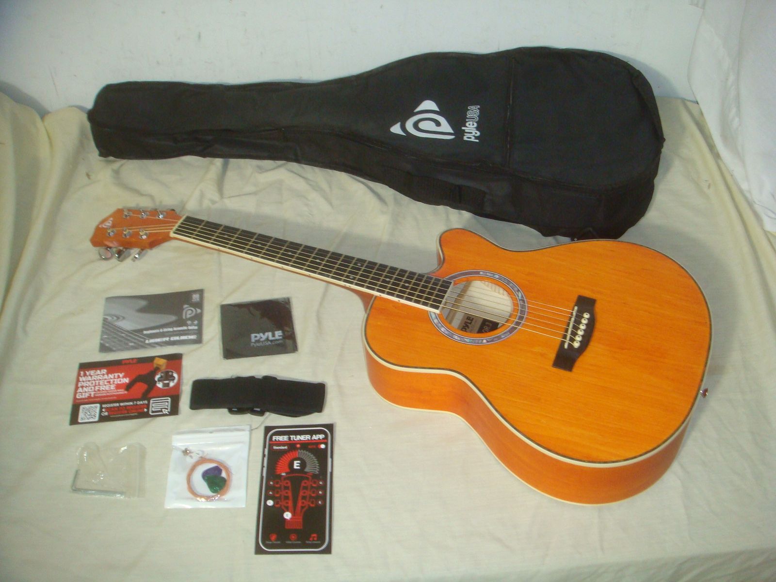 PYLE PGA550CAOR.3 ACOUSTIC CUTAWAY GUITAR KIT 3/4 JUNIOR SIZE  DESERT ORANGE MATTE