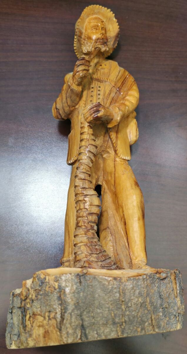 Vintage Hand Crafted Wood FOLK ART Statue Man