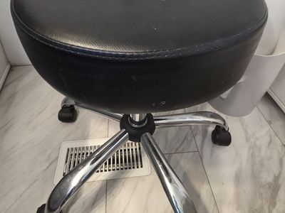 Ergonomic Balance Ball Stool, Black Faux Leather Adjustable Swivel Chair
