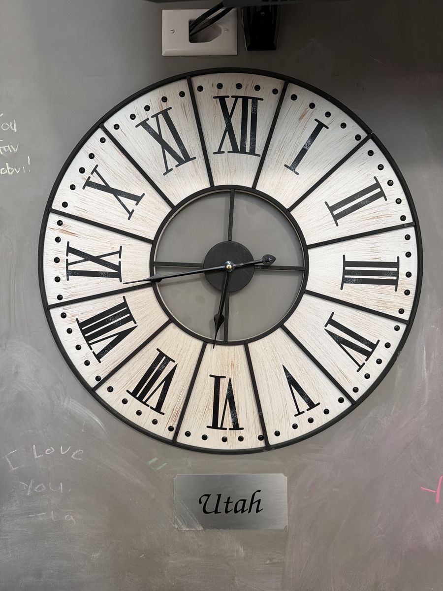 Large Round Wall Clock - Farmhouse Style with Roman Numerals (Size Unknown)