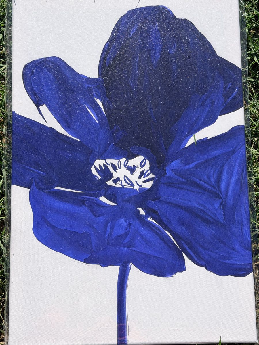 Blue Flower Canvas Wall Art Painting 16x24