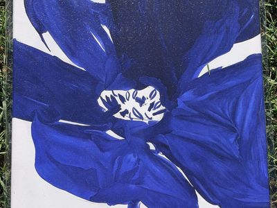 Blue Flower Canvas Wall Art Painting 16x24