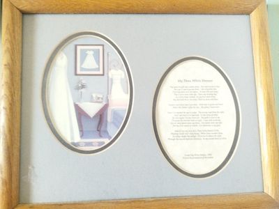 Vintage "My Three White Dresses" Poem Framed Art by Linda-Gay Perry Nelson - 1993 Print