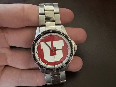 Vintage University of Utah Sports Watch Silver & Red