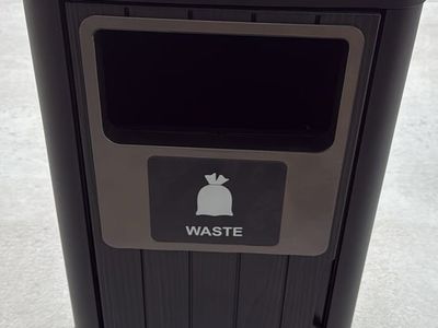 VINGLI 21 Gallon Outdoor Black PP Resin Trash Can Waste Bin with Front Throw Opening