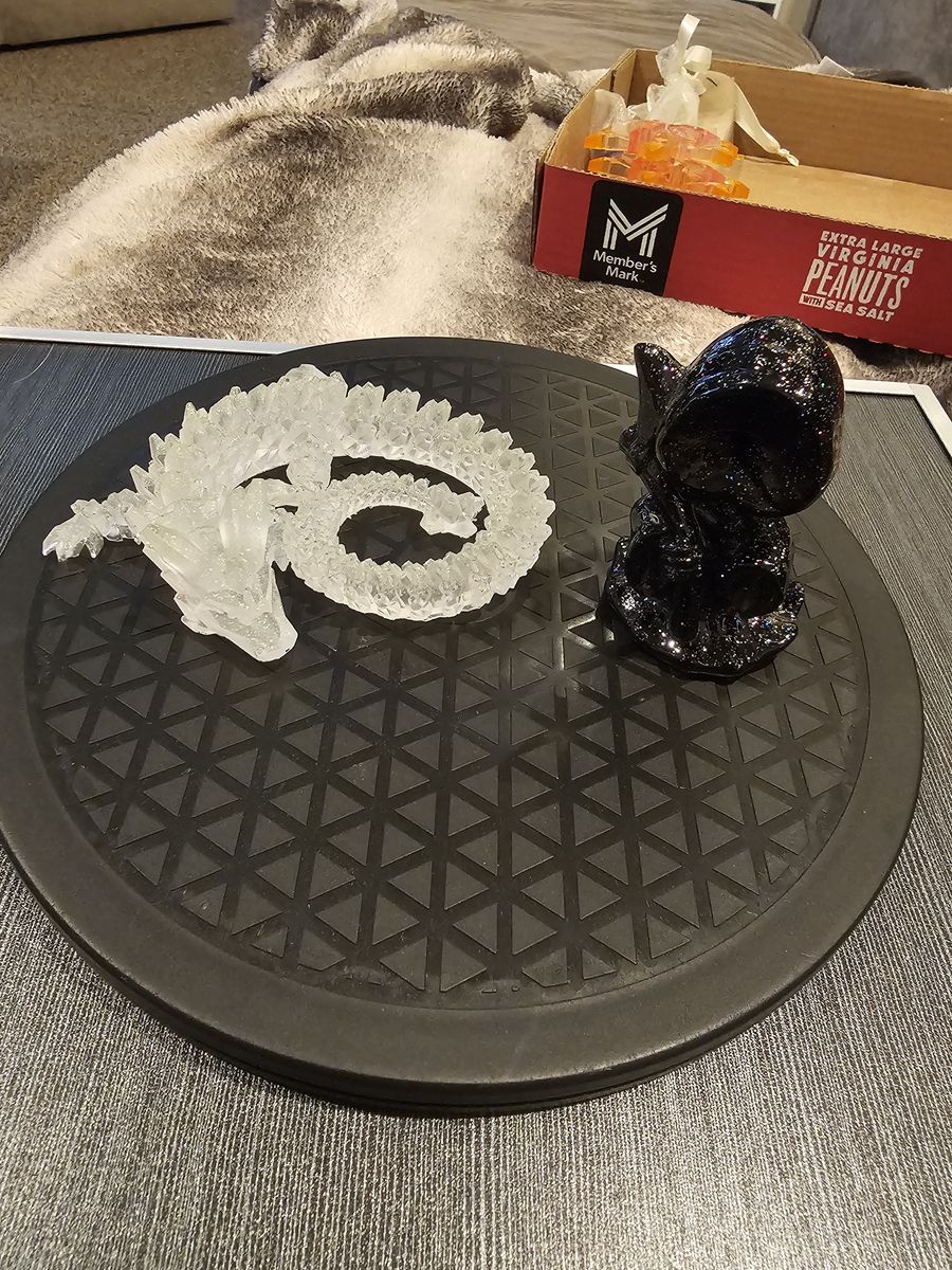 Handmade Resin Art Crystal Dragon & Black Glitter Reaper Figurine