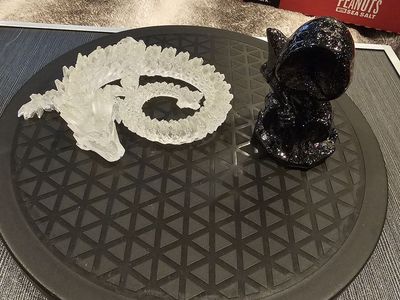 Handmade Resin Art Crystal Dragon & Black Glitter Reaper Figurine