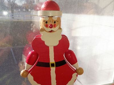 Vintage folk art Wooden Santa Claus Pull String Jumping Jack Ornament Decorative Holiday Decor
