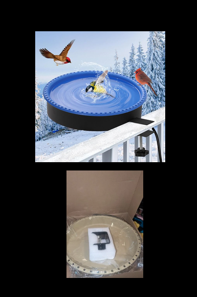 NEW 2 in 1 Heated Bird Bath for Outdoors for Winter,75W Bird Bath for Deck / Patio / Garden