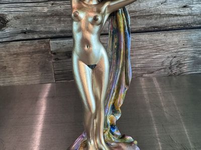 INOCENCI Gold Nude Female Figurine Iridescent Draped Sculpture Hand Painted 9.5"