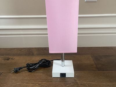 Modern Pink Small Rectangle Touch Lamp with USB ports