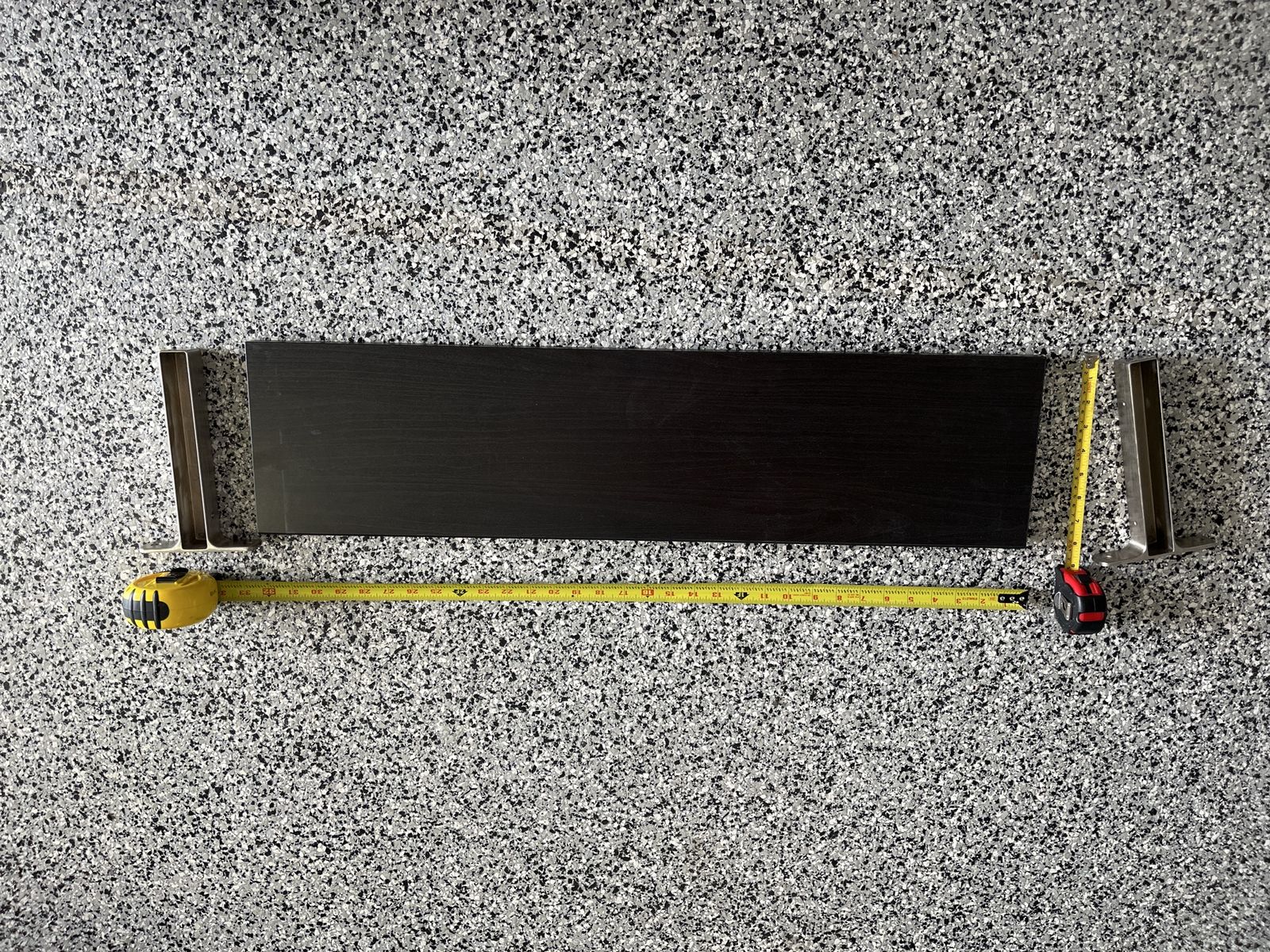Dark Wood Floating Wall Shelf with Metal Brackets