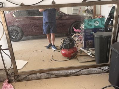 Large Decorative Metal Wall Mirror with Scrollwork Metal Frame