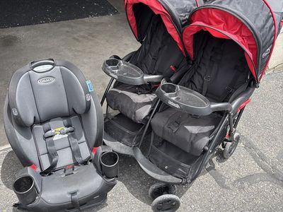 Double stroller and car seat