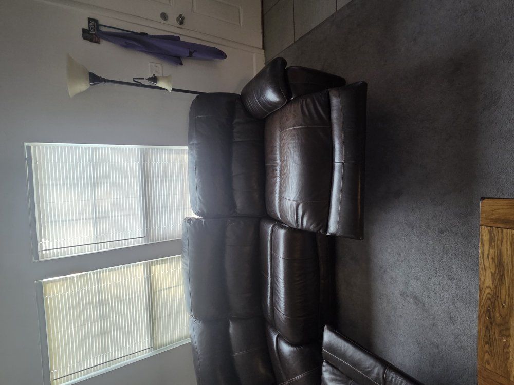 Large Brown Leather Couch With Power Recliners