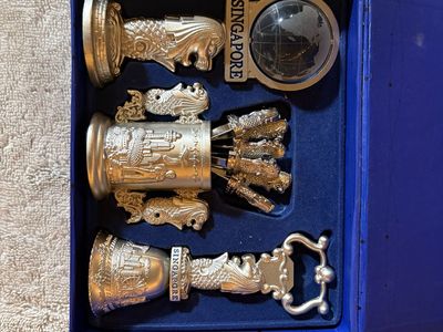 Vintage Singapore Souvenir Lion City Cocktail Picks & Bottle Opener Set - Barware Collectible