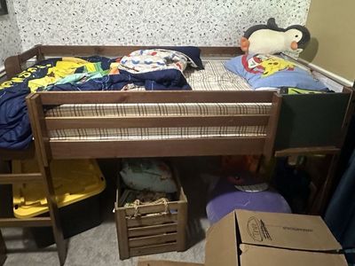 Wooden Loft Bed Twin Size with Ladder