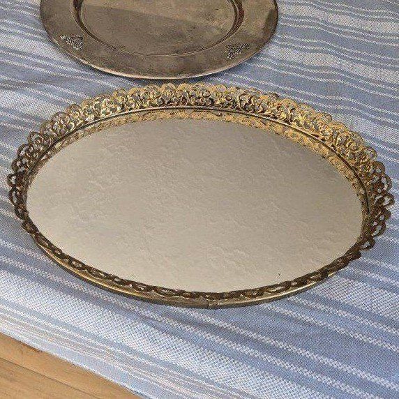 Ornate Gold Mirrored Vanity Tray 